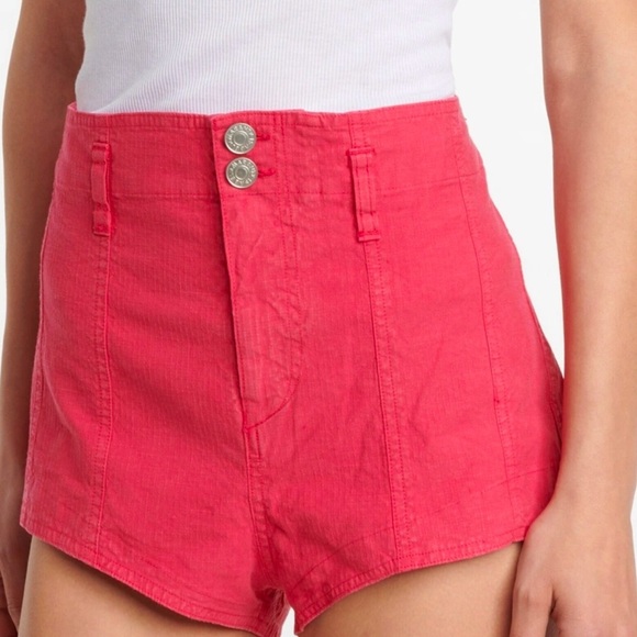 Isabel Marant Deversonbb High Waist Linen Blend Shorts NWT Raspberry - Picture 7 of 13